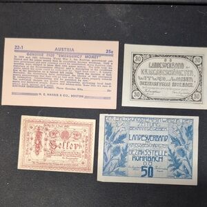 Austria Genuine 1920 "Emergency Money" 10 30 & 50 Vintage New